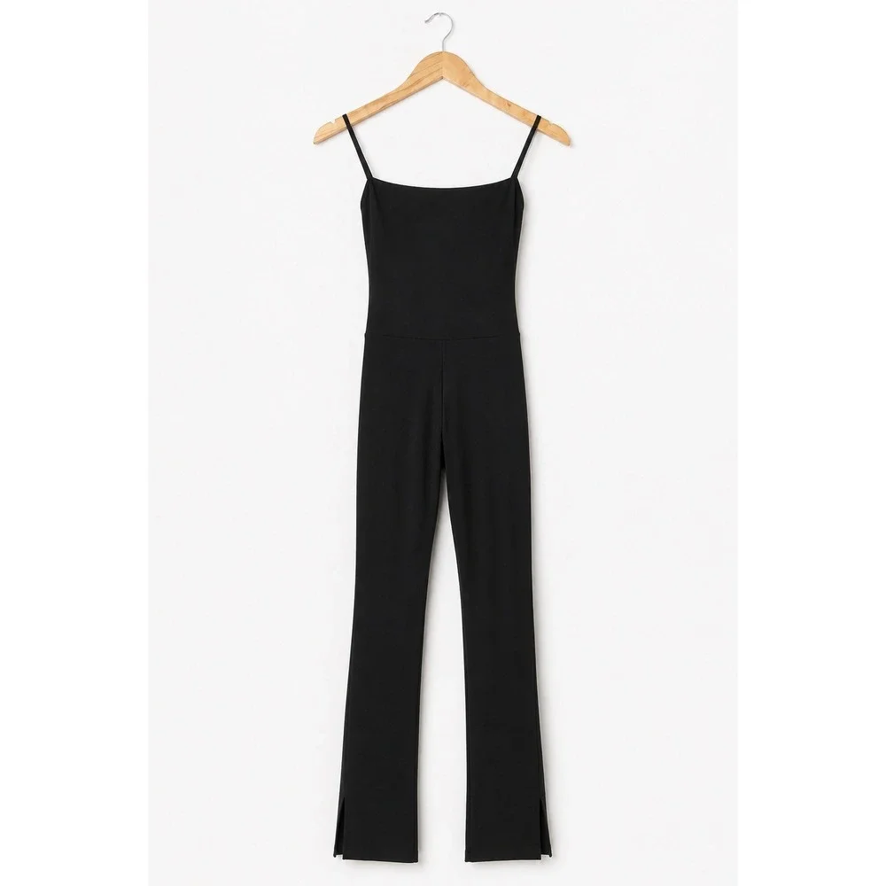 Alo Yoga Black Airlift Disco‎ Daze Onesie Flare Leg Bodysuit Medium W8140R